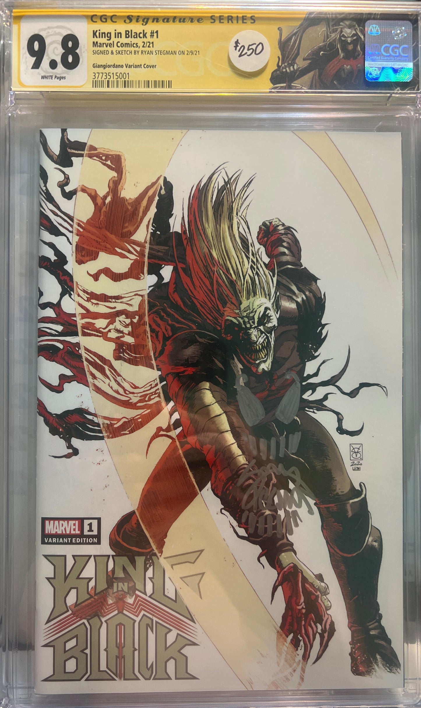 King in Black #1 CGC 9.8 Remarked Ryan Stegman Signature Edition 1st print 2021