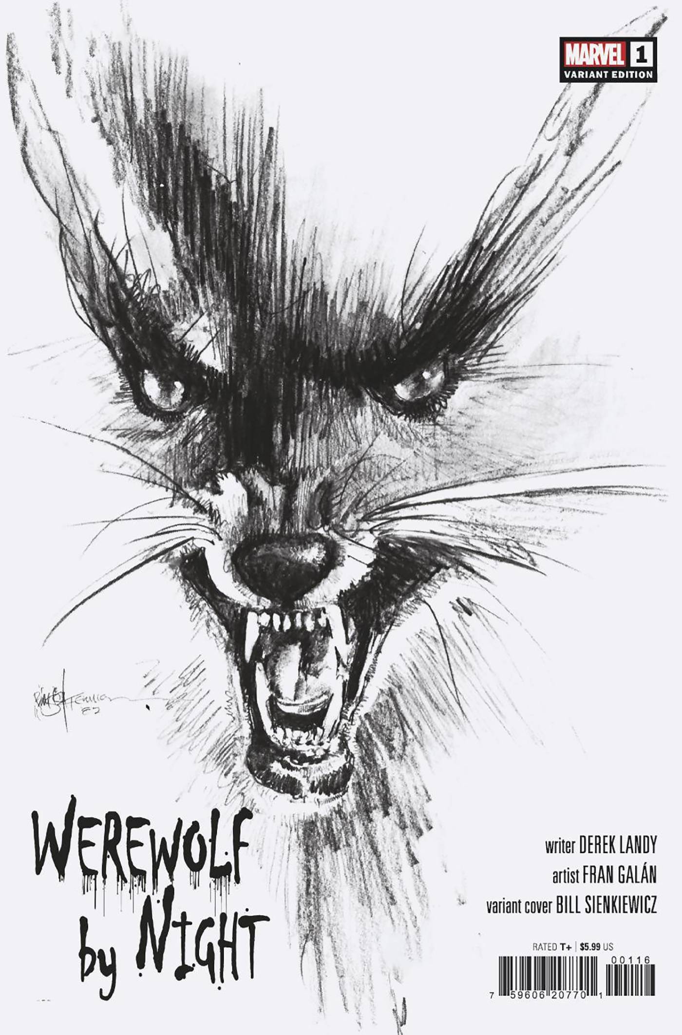 WEREWOLF BY NIGHT #1 1:25  B&W HIDDEN GEM SIENKIEWICZ VARIANT