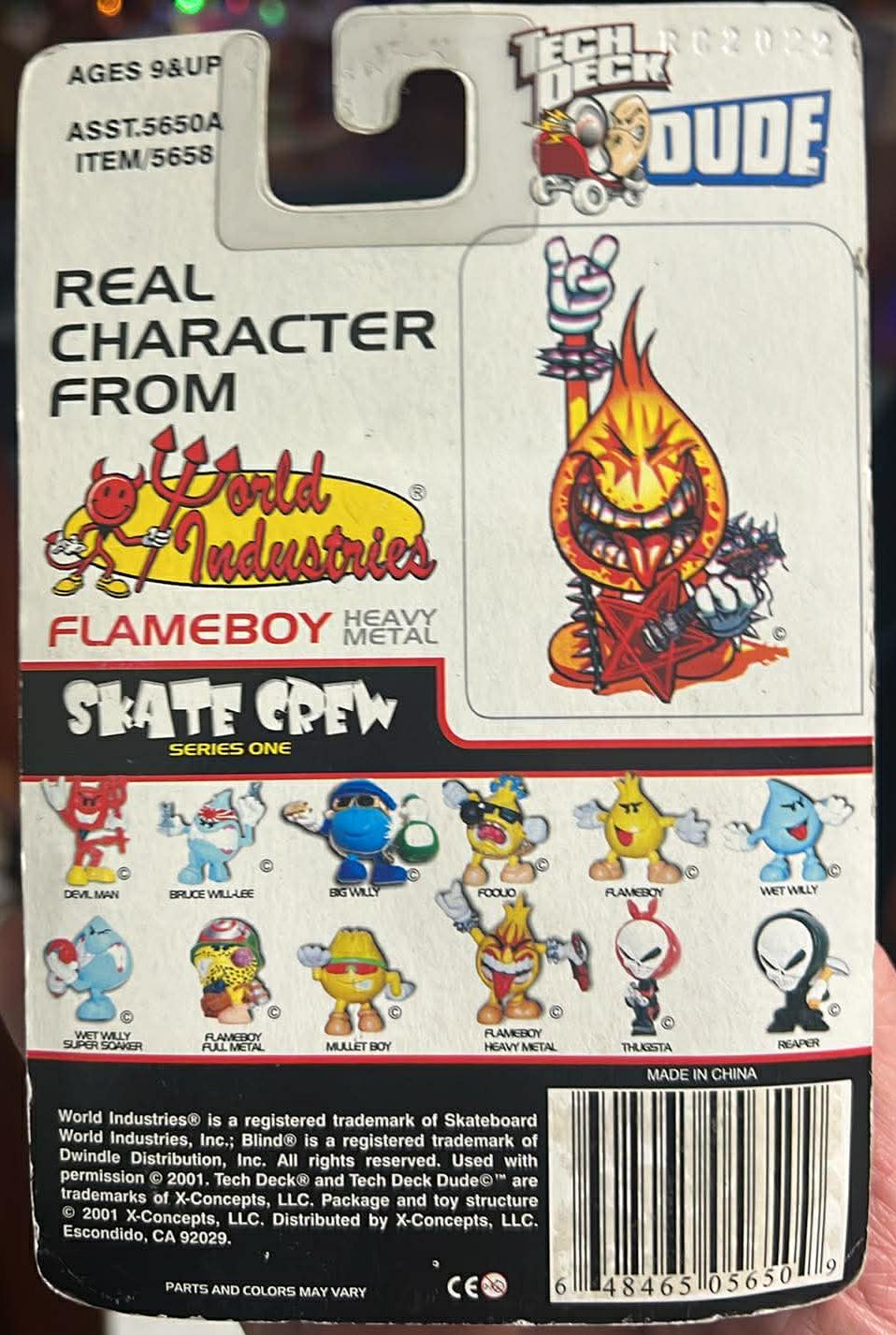 World Industries Tech Deck Dude FLAMEBOY HEAVY METAL 2001 Skate Crew