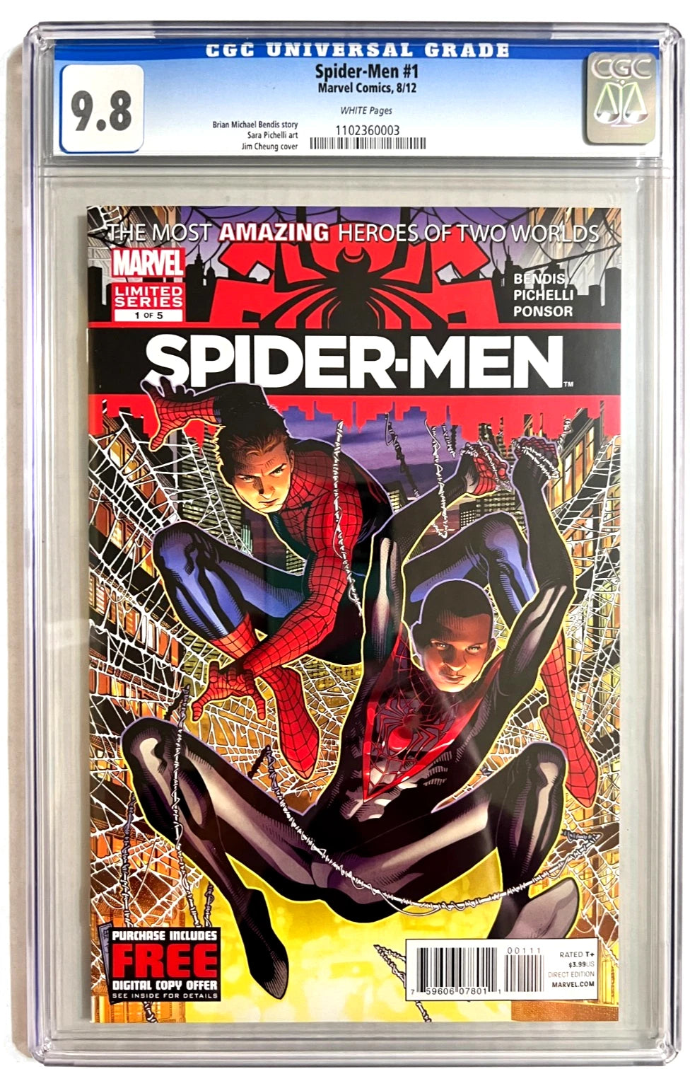 Spider-Men #1 MARVEL COMICS Modern Age 2012 CGC 9.8 WHITE PAGES