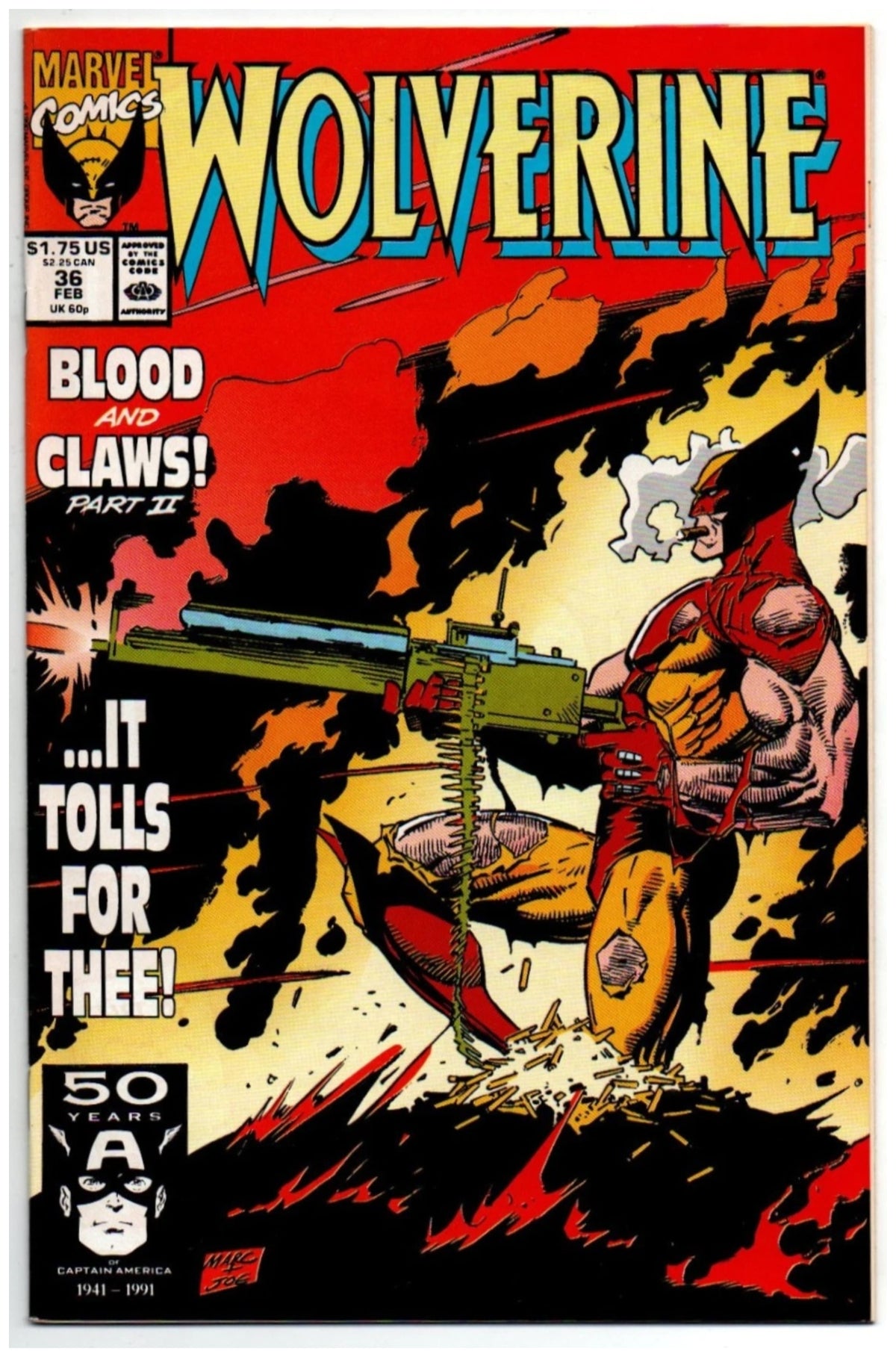 Wolverine #36 MARVEL COMICS Copper Age 1991 VF+