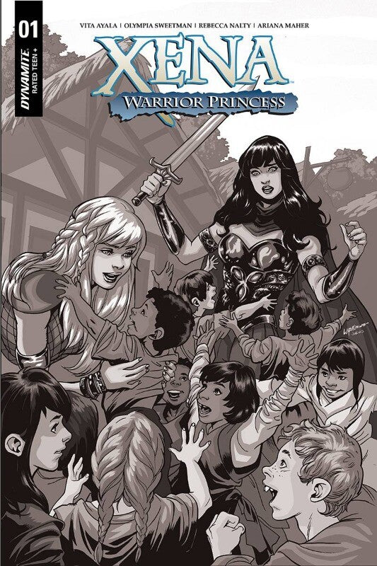 XENA WARRIOR PRINCESS #1 1:20 LUPACCHINO B&W VARIANT NM- 1ST PRINT DYNAMITE 2019