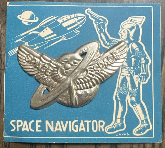 SPACE NAVIGATOR ORIGINAL 1950s PIN MADE IN JAPAN MINT UNUSED ON ORIGINAL DISPLAY