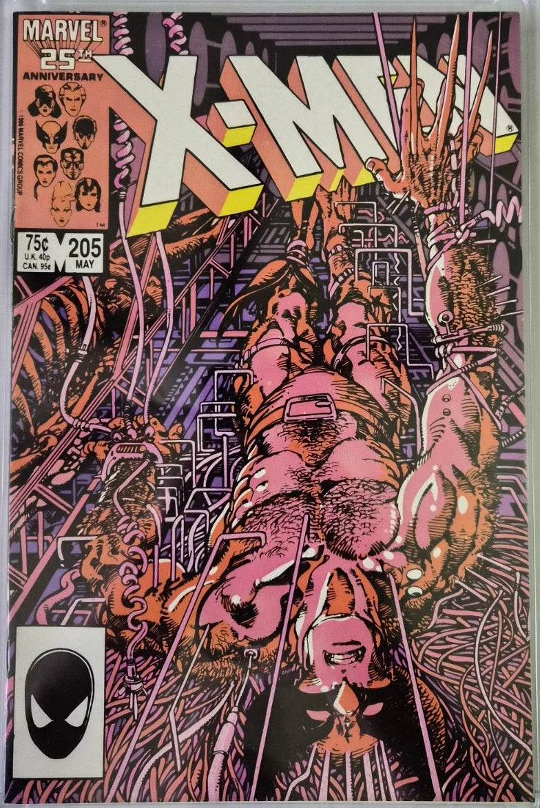 X-men #205 VF/NM Classic Wolverine Cover Direct Edition in Top Loader