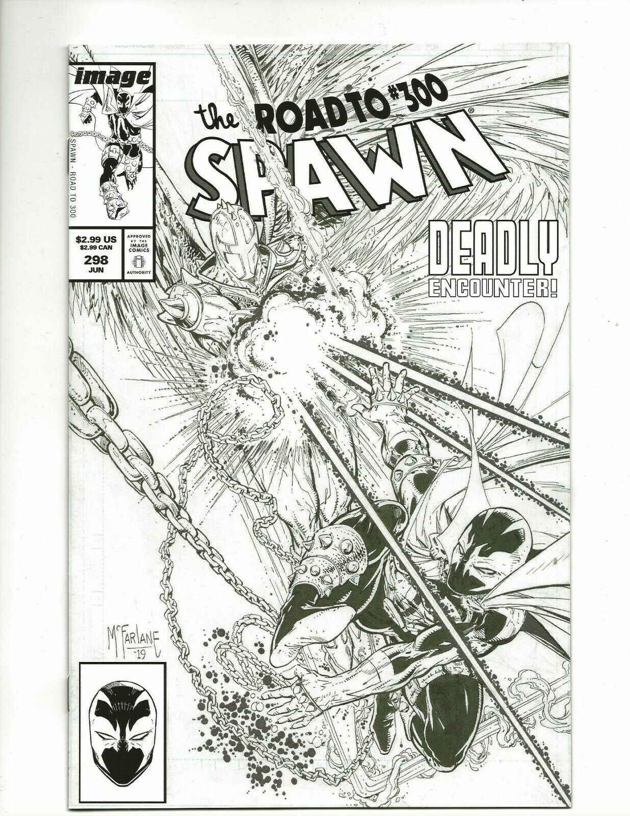 SPAWN #298 B&W VARIANT NM 1ST PRINT IMAGE 2019